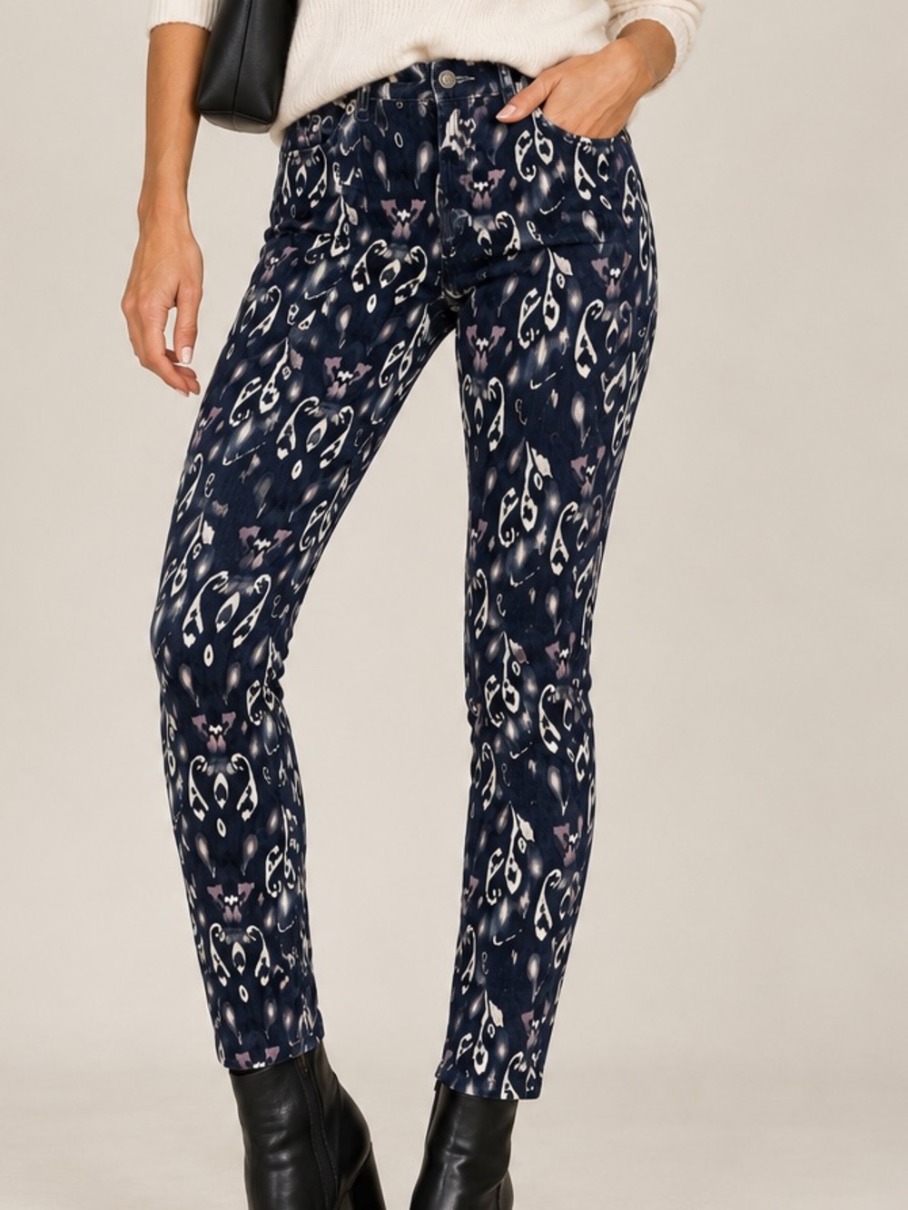 Rag & Bone Ikat Print Corduroy Skinny Pants Navy Blue Size 24 Fall